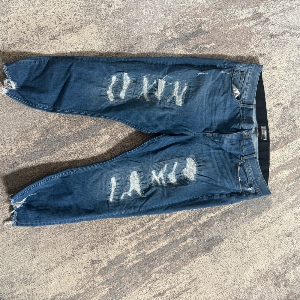 torrid Distressed Dark Blue Skinny Jeans